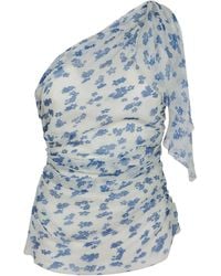 Victoria Beckham - One-Shoulder Silk Top With Gathered Detailing - Lyst
