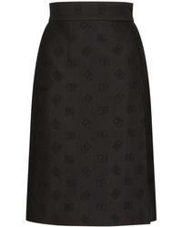 Dolce & Gabbana - Quilted Jacquard Midi Skirt With Dg Logo - Lyst