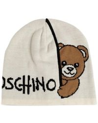 Moschino - Intarsien-Mütze Mit Teddy - Lyst
