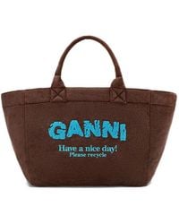 Ganni - Wendbare Tote Bag Mit Logo-Stickerei - Lyst