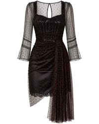 Dolce & Gabbana - Lace-Trim Long-Sleeve Sheath Mini Dress - Lyst
