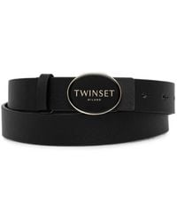 Twinset - Logo-Plaque Oval-Buckle Belt - Lyst