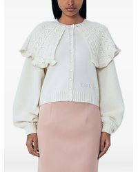 Chloé - Cable-Knit Ruffled-Collar Cardigan - Lyst
