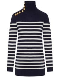 The Seafarer - Button-Embellished Striped Sweater - Lyst