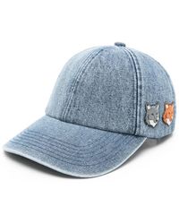 Maison Kitsuné - Cappello Da Baseball Denim Con Applicazione Volpe - Lyst