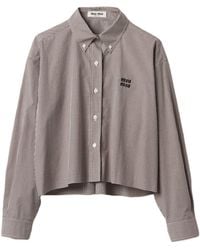 Miu Miu - Gingham Cropped Cotton Shirt - Lyst