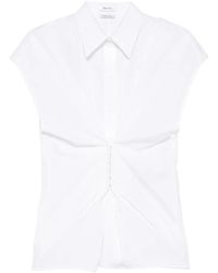 McQueen - Gathered Short-Sleeved Shirt - Lyst