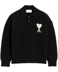 Ami Paris - Wool Polo With Ami De Coeur - Lyst