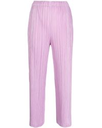 Pleats Please Issey Miyake - Pleated cropped trousers - Lyst