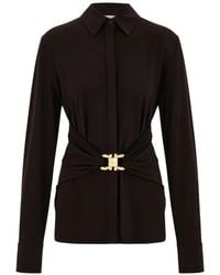 Ferragamo - Viscose Blouse Met Gesmockte Taille - Lyst