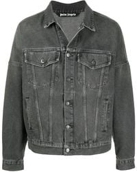Palm Angels - Gothic Logo-print Denim Jacket - Lyst
