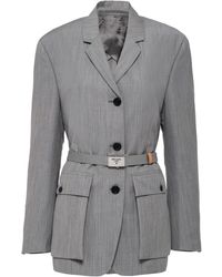 Prada - ベルテッド シングルジャケット - Lyst