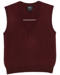 A.P.C. - V-Neck Knitted Top - Lyst