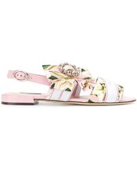 Dolce & Gabbana Sandalias cady con estampado de lirio - Rosa