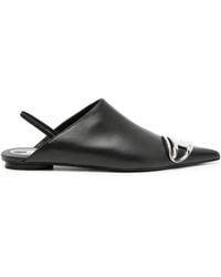 DIESEL - Mules En Cuir À Plaque Logo - Lyst