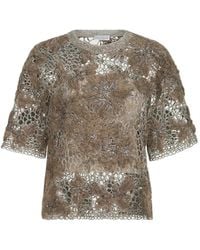 Brunello Cucinelli - Whispering Bloom Embroidery Knit T-Shirt - Lyst