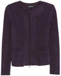 Emporio Armani - Ribbed-Knit Zip-Up Jacket - Lyst