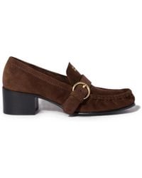 Miu Miu - Suede Loafers With Buckle - Lyst