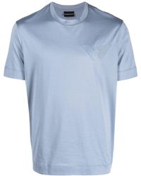 Emporio Armani - T-shirt azzurra logotype - Lyst