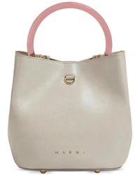 Marni - Leather Pannier Bucket Bag - Lyst