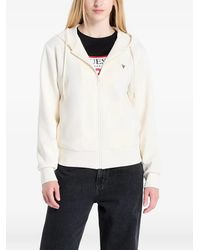 Guess - Hoodie Zippé À Plaque Logo - Lyst