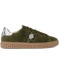Versace - Greca Embellished Suede Sneakers - Lyst