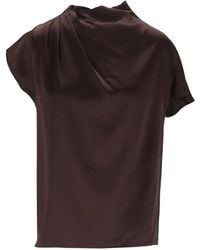 STAUD - Davina Draped Silk-Blend Top - Lyst