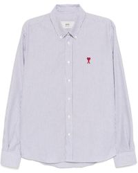 Ami Paris - Camisa Ami de Coeur a rayas de algodón - Lyst