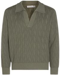 Canali - Pull En Maille Torsadée À Col Polo - Lyst