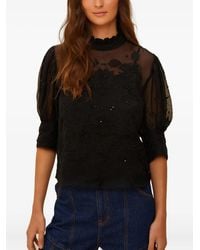 FARM Rio - Beaded Floral-Embroidered Top - Lyst