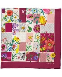 Gucci - Schal Im Blockdesign Mit Blumenprint - Lyst
