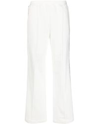 Area Crystal Embellish Stripe Track Trousers - White