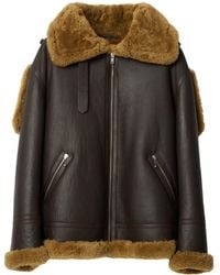 Burberry - Shearling Aviator Leather Jacket - Lyst
