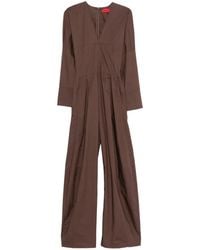 Thelatest - V-Neck Long-Sleeve Jumpsuit - Lyst