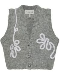 Munthe - Nowland Embroidered Knitted Sleeveless Wool Cardigan - Lyst