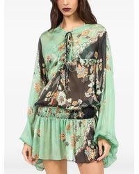 Roberto Cavalli - Floral-Print Mini Dress - Lyst