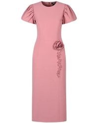 ROTATE BIRGER CHRISTENSEN - Floral-Appliqué Ruffled Midi Dress - Lyst