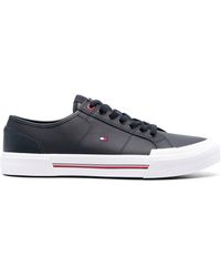 Tommy Hilfiger - Logo-embroidered Low-top Leather Sneakers - Lyst