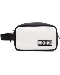 Moschino - Trousse de toilette bicolore à patch logo - Lyst