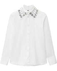 MSGM - Button-Up Blouse Met Kraag Met Studs - Lyst