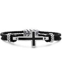 David Yurman - Sterling Exotic Stone Cross Leather Bracelet (3Mm) - Lyst