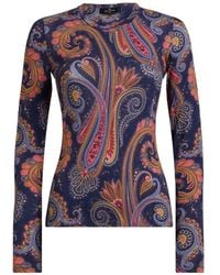 Etro - Jersey Sweater With Paisley Motif - Lyst
