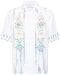 CASABLANCA - Camicia A Maniche Corte Con Ricamo - Lyst