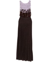 Elisabetta Franchi - Robe Plissée À Appliques Fleurs - Lyst