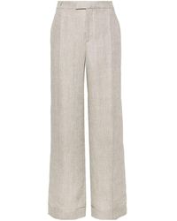 Brunello Cucinelli - High-waist Tailored Linen Trousers - Lyst