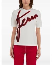 Ferragamo - Graphic-Script Oversized T-Shirt - Lyst