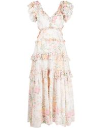 Needle & Thread - V-neck Floral-print Dress - Lyst