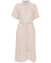 GANT - Belted Button-Down Midi Dress - Lyst