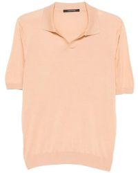 Tagliatore - Silk Polo Collar T-Shirt With Slit Neckline - Lyst