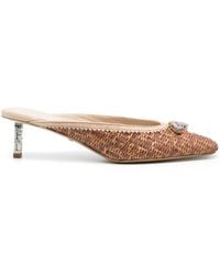 Gcds - Monogram-Embossed 60Mm Raffia Mules - Lyst